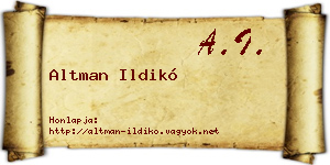 Altman Ildikó névjegykártya